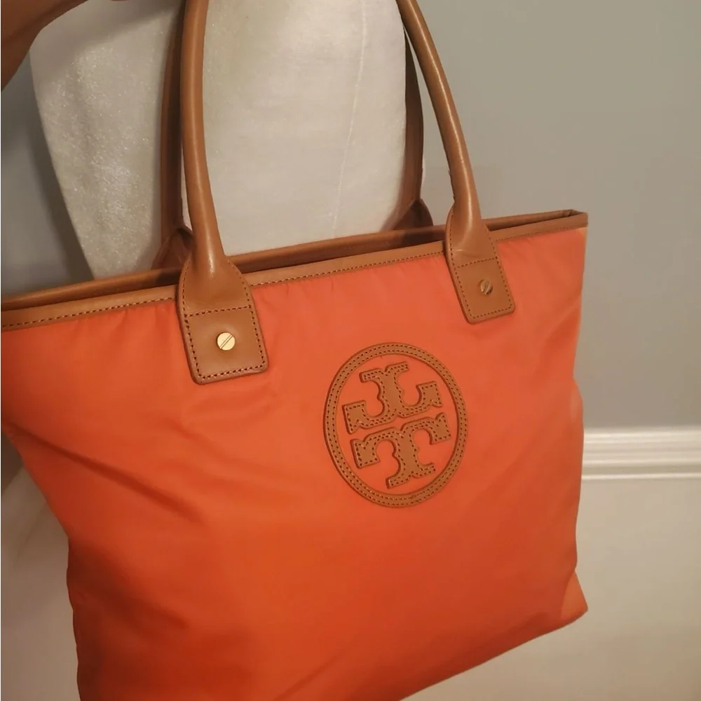 Tory Burch Orange Tan Tote Bag with Classic Design - Picture 1 of 5